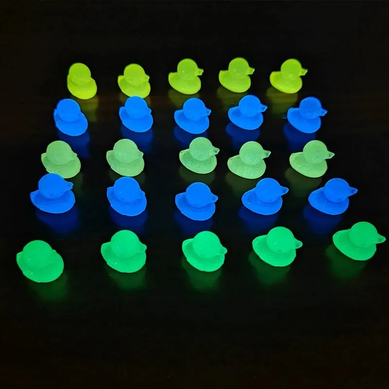 10-100pcs Mini Fluorescence Rainbow Duck Cute Yellow Ducks Glow in The Dark DIY Handicraft Micro Landscape Dollhouse Decoration