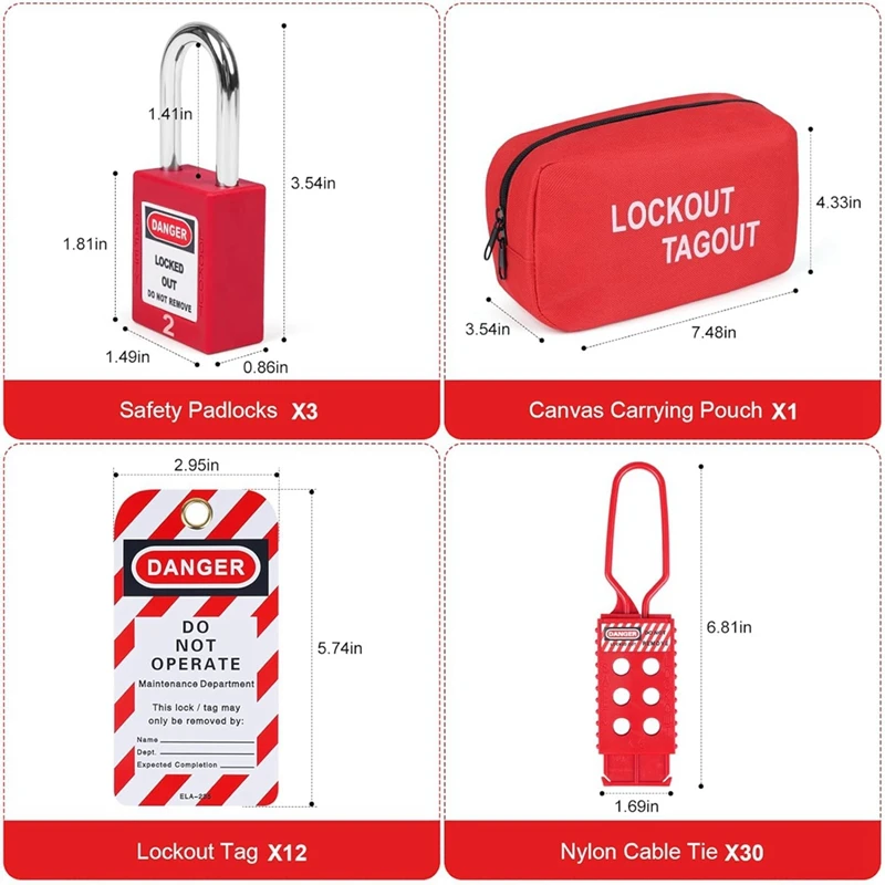 Lockout Tagout Kit electric-Group Lockout Haspstags,Lock Out Industrial Tools 2 Key Per Lock Per Facotory Protect Safe