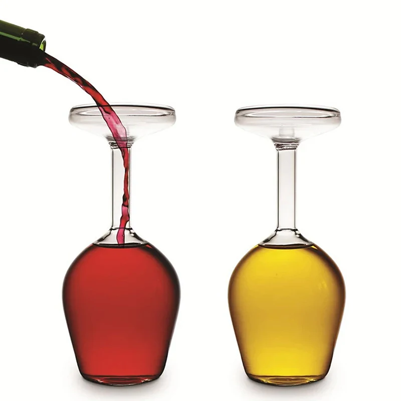 

Creative Upside Down Goblet Wine Cup Funny Party Glassware Wedding Flutes High Borosilicate Glass Inverted Wineglass