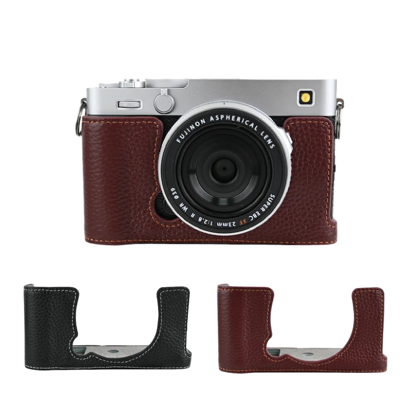 Retro Genuine Leather Bottom Case Base For Fujifilm X-E5 FUJI XE5 PU Leather Half Body Cover Camera Bag Grip Battery Opening
