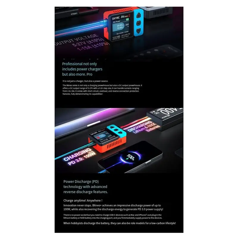 SKYRC B6neo 2 Smart Multi-Function Smart DC 300W PD 80W Lipo/Life/Lilon/Lihv/Nimh/Nicd/Pb Battery