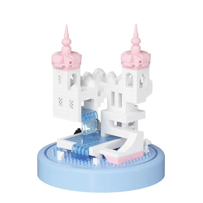 DIY Architektur Valley Castle Baustein mit Staubschutz Kinder Spielzeug Erwachsene Mini Ziegel 3D Bauset Geburtstagsgeschenke