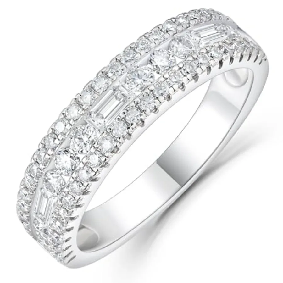

Moissanite Rings for Women Engagement Wedding Bands Pave Emerald Eternity Band Anniversary Ring Size 5