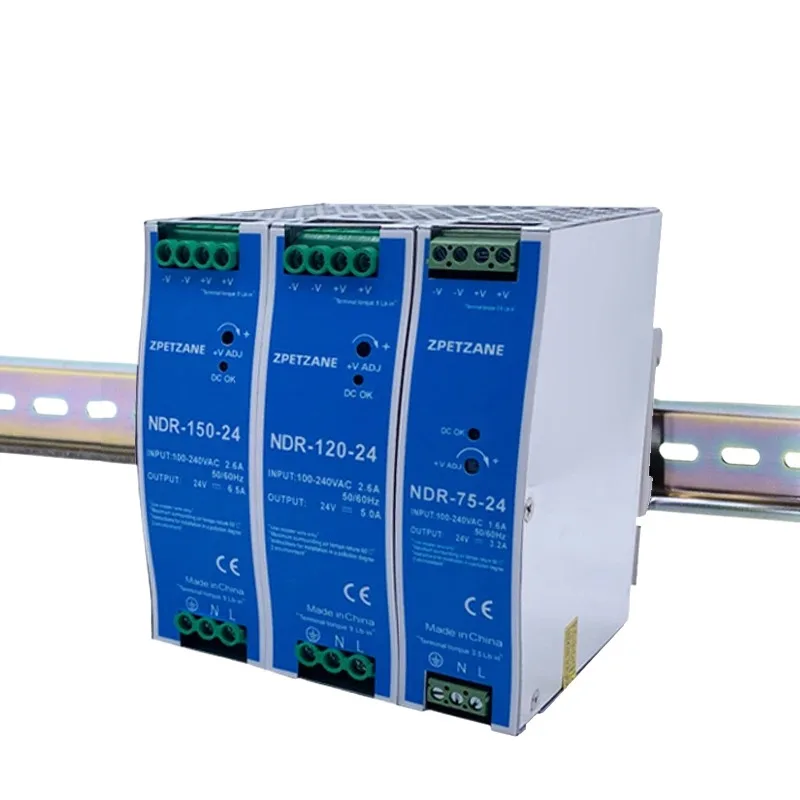 Automation NDR 75120 150W Switch Mode Power Supply 12 24V Ultra Thin DIN Rail Mount Single Output AC DC For Electrical Equipment