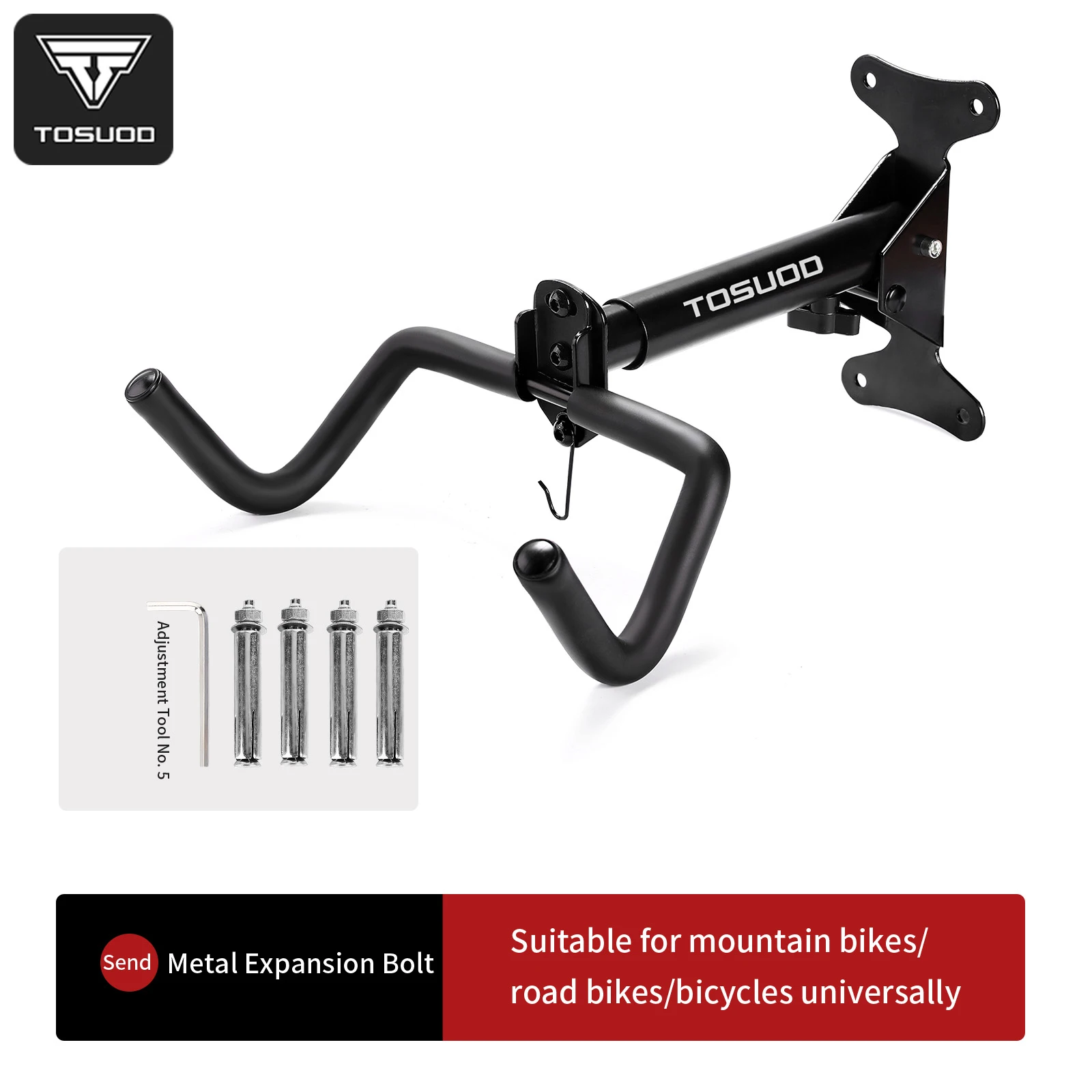 TOSUOD Fietswandmontagerek Verstelbaar koolstofstaal Indoor Bike Parkeerrek Weg- en mountainbikes Display Rack Accessoires