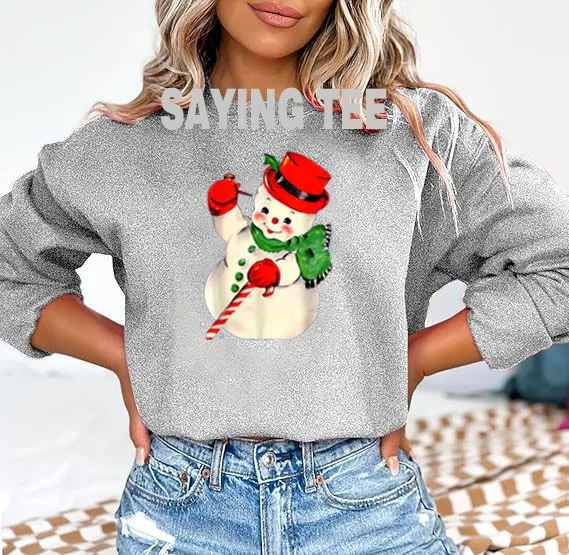 Funny Christmas Snowman Matching Family Pajama Xmas Costume Vintage T-Shirt Gifts Humor Funny Pullower Sweater Cotton Sweatshirt