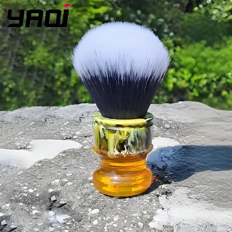 Yaqi 2026 Hot Sale 24MM Men Professional Wet Shave Brushes Sagrada Familia Black/White Tuxedo Synthetic Fibre Resin Handle
