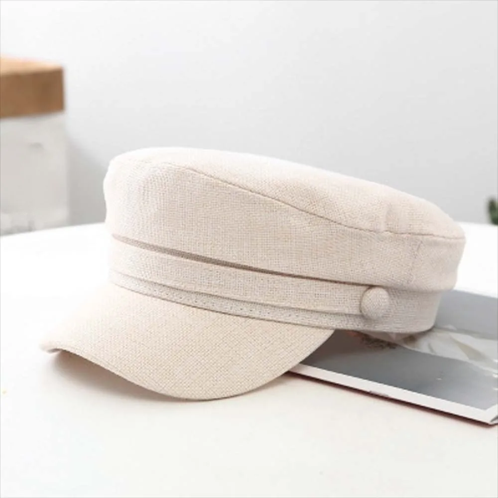 

Vintage Cotton Linen Fashion Octagonal Cap Visor Hats Retro Ladies Flat Cap Artist Hat Korean Style Navy Hats Autumn Summer