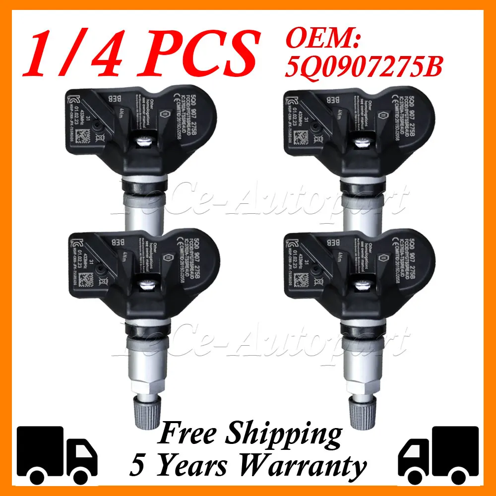 1/4PCS 5Q0907275B Tire Pressure Sensor Monitoring System TPMS For Audi RS3 Bentley Bentayga Porche Volkswagen Beetle Golf Eos