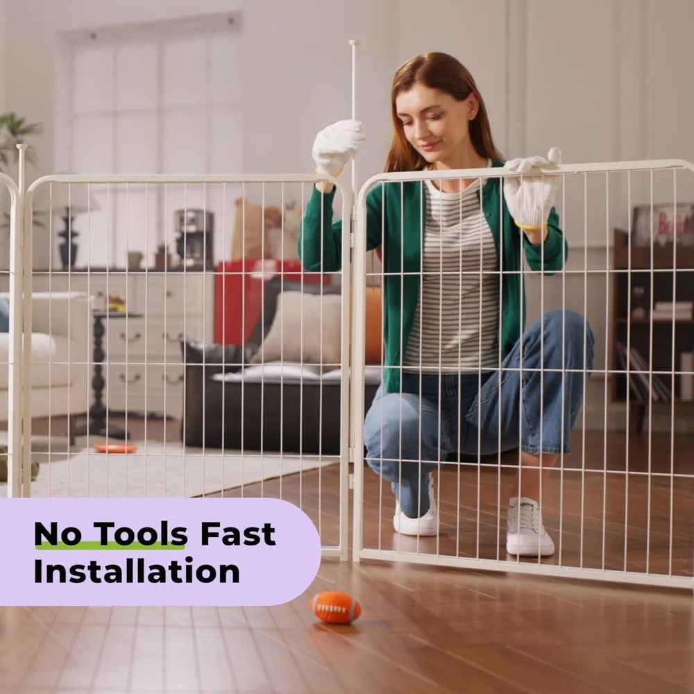 روضة أطفال داخلية كبيرة للكلاب، سياج للحيوانات الأليفة مقاس 45 بوصة و12 لوحة، سهل الإعداد، مضاد للصدأ، أبيض للعلبة الآمنة #5