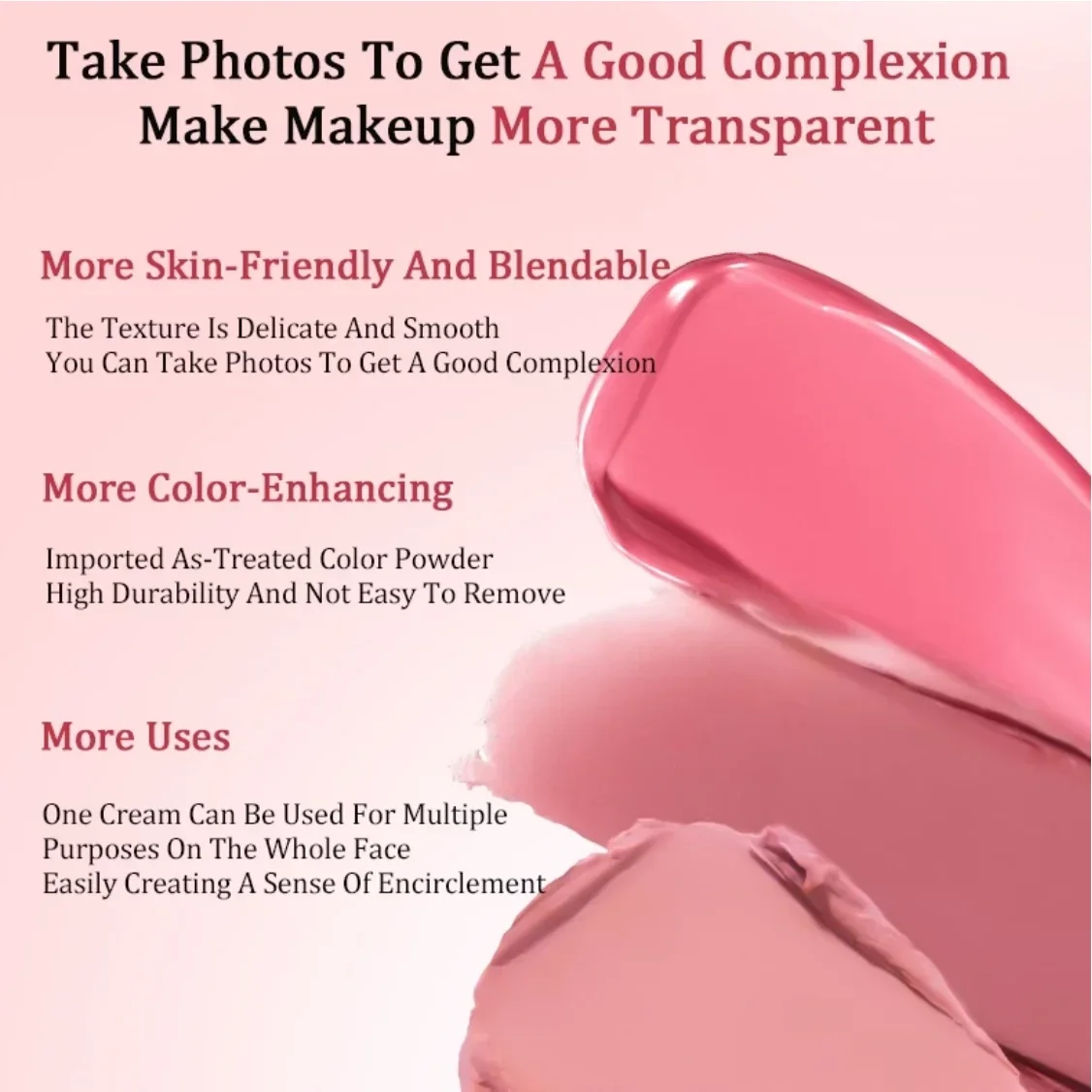 Veecci Blusher Paste Bring Powder Puff 3d Face Multipurpose Nature Blush Three Colors 3.8g Makeup Women Beauty Cosmetics