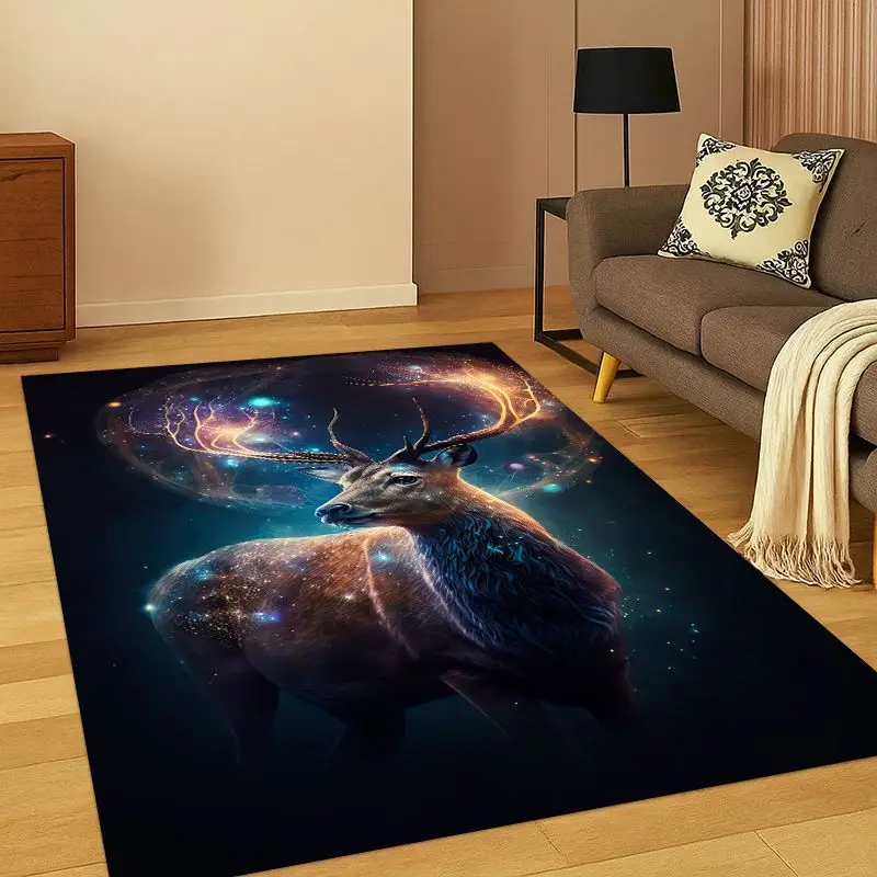 Dreamy Cute Deer Elk Cartoon Carpet Rug for Bedroom Living Room Sofa Playroom Doormat Home Decor,Kid Game Area Rug Non-slip Gift - view 6