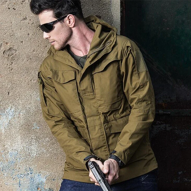 M65 Training Jackets Men Outdoor Windbreaker Waterproof Hooded Coats Camouflage Tactical Camping Hunting Uniform Hiking Clothes