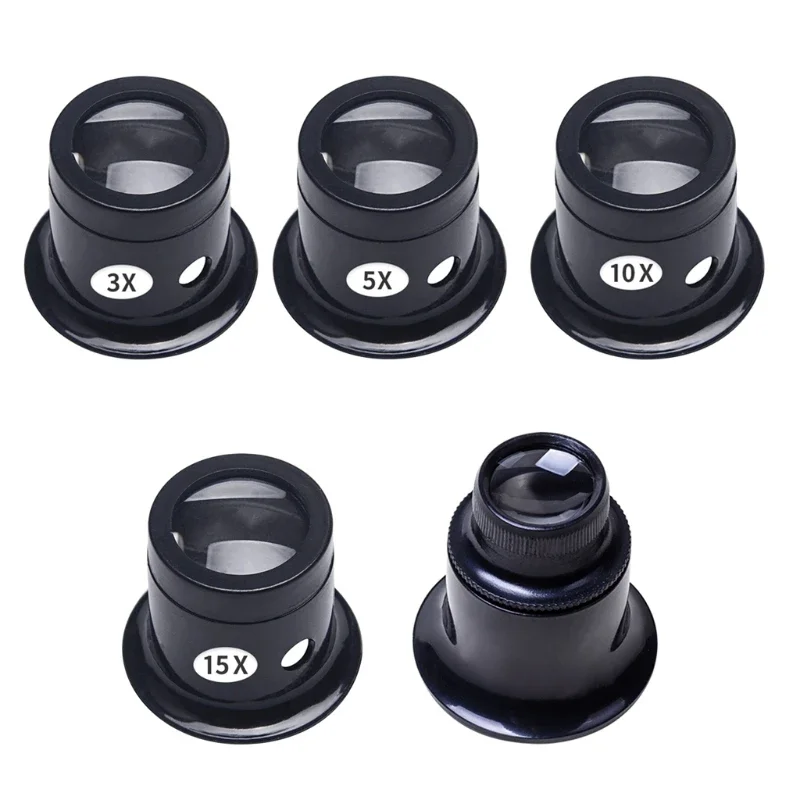 Juwelier-Uhrmacher-Lupe 3X 5X 10X 15X 20X Tragbare Monokular-Glaslupe für Augenvergrößerung