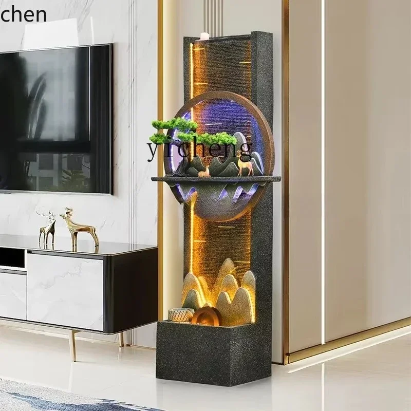 DSA --  living room water curtain wall entrance indoor rockery water fountain floor ornament