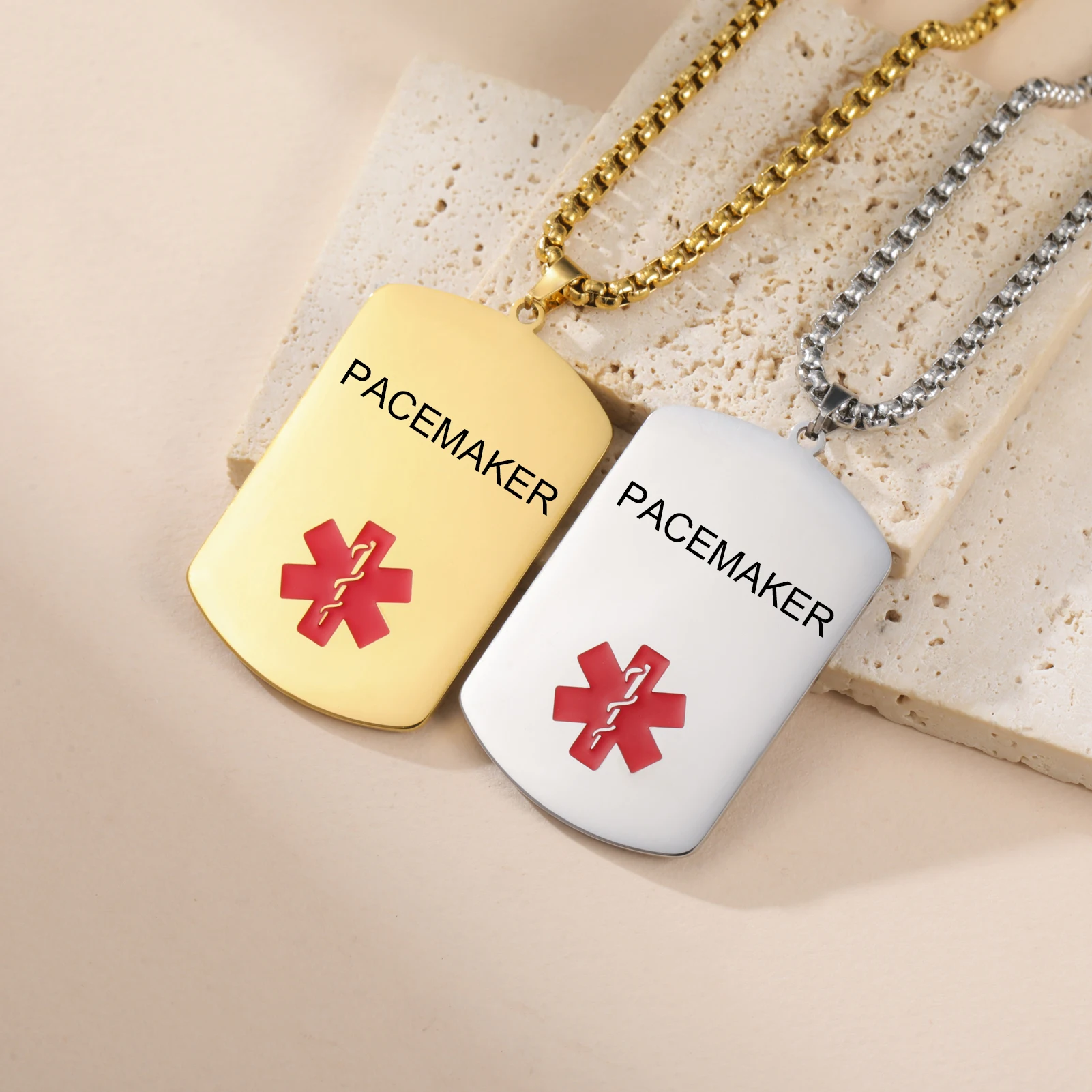 

Personalized Custom Engraving Medical Alert ID Necklace Pendant for Men Women Stainless Steel Tag Emergency Med Alert Jewelry