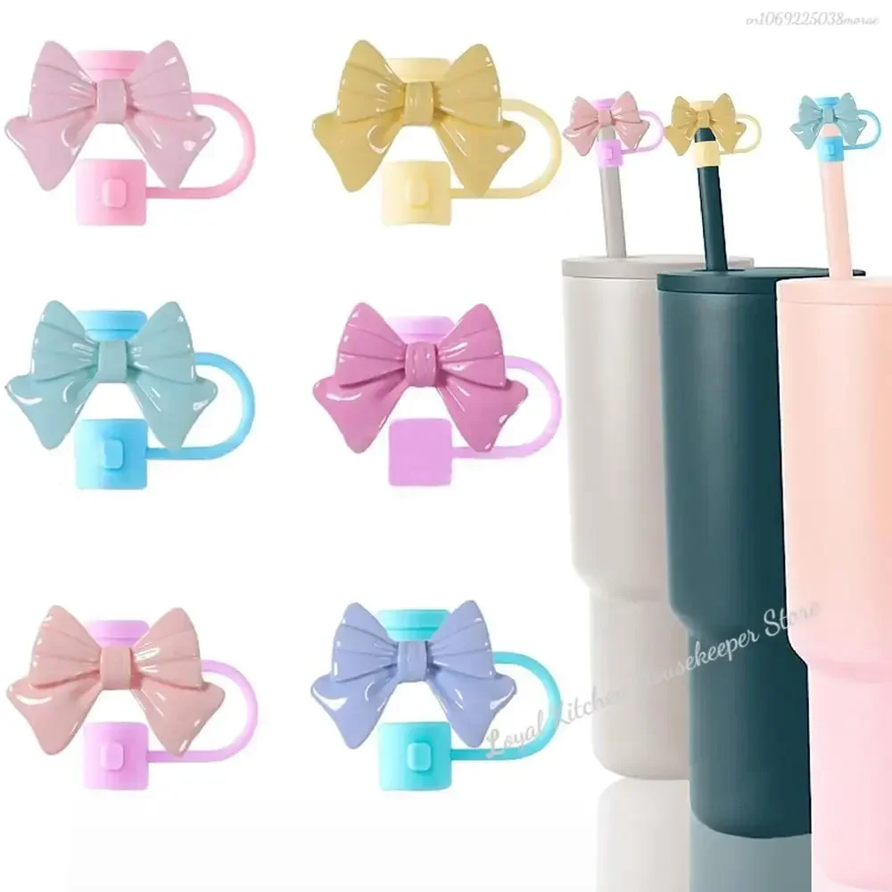 New Silicone Straw Covers Cap Reusable Bow Straw Cover Dust Proof Plugs Protector for Stanley Cup 30&40 Oz Tumblers Accessories