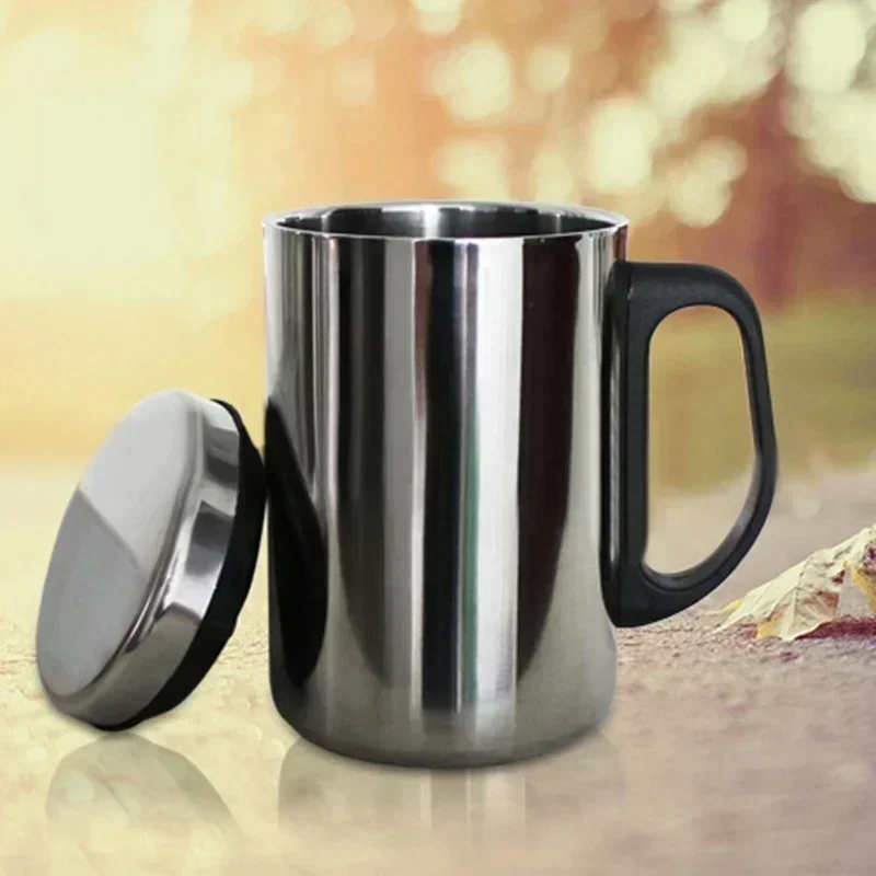 Thermos Cup Stainless steel sealed cup, double-layer insulated office cup, gift cup with lid, mug