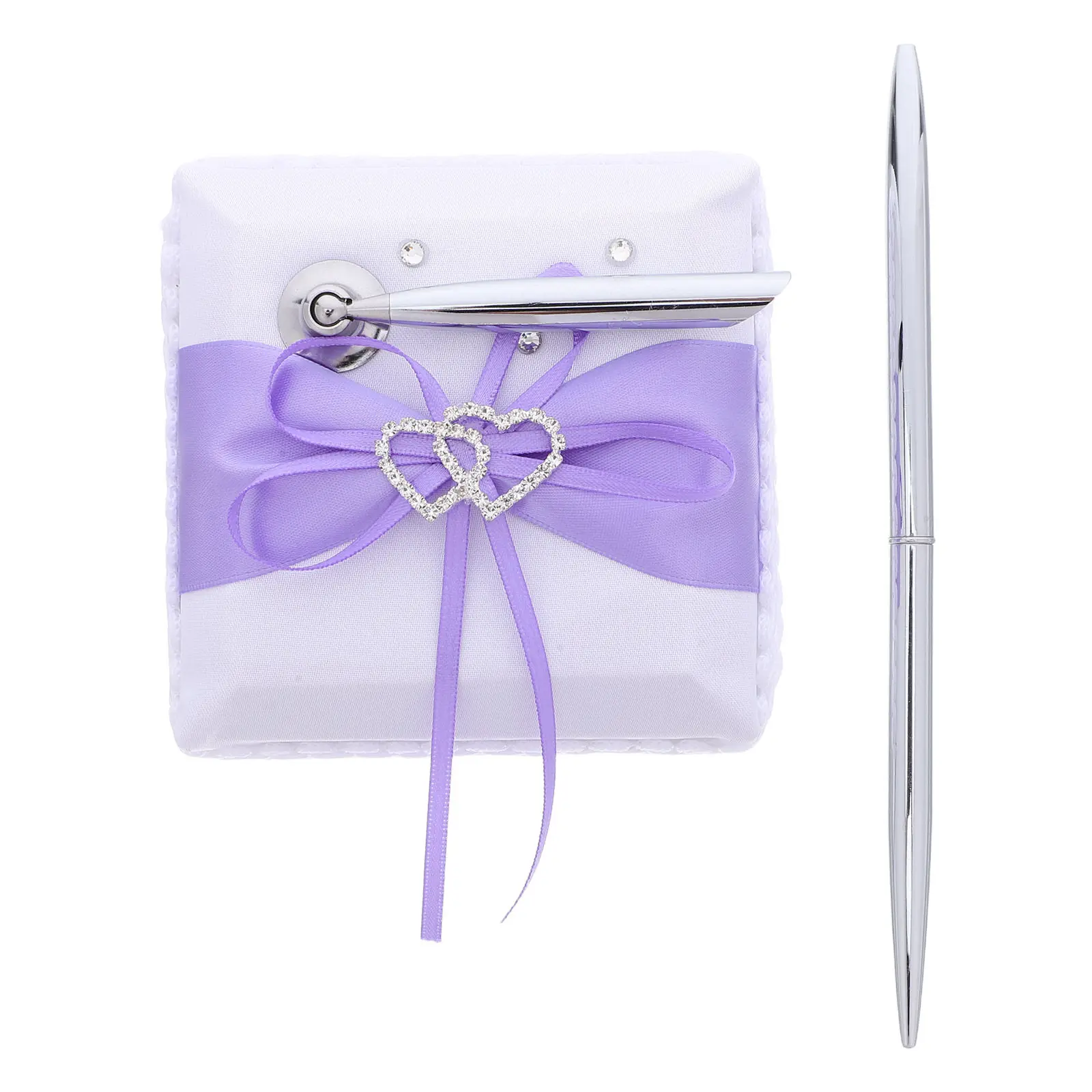 1Set Wedding Guest Book Pen Romantic Heart Signing Ballpoint Pen with Stand Holder for Bridal Reception Ceremony Engagement