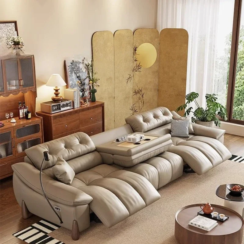 

Простой современный диван, романтический удобный диван для гостиной, прямой ряд, кожаный регулируемый диван Sillon Cama, модная мебель