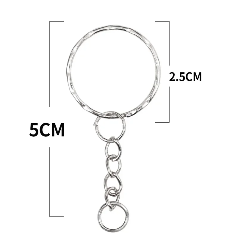 50/100Pcs Silver Plated Blank Keyring Keychain Split Ring Keyfob Key Holder Rings Women Men DIY Key Chain Key Ring Accessories