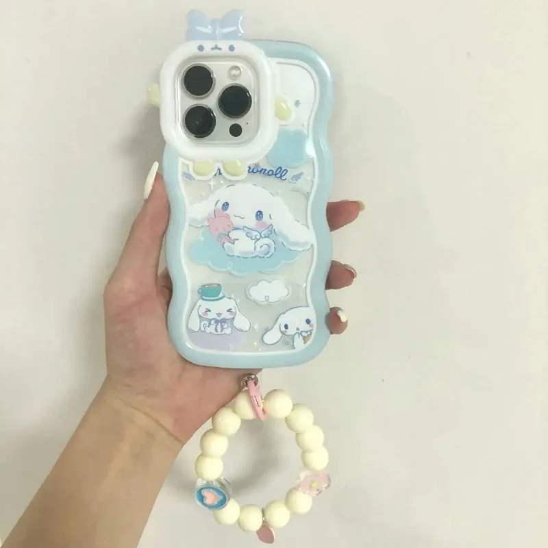 Kawaii Cinnamoroll with Bracelet Bracelet Phone Case MINISO Anime Fashion for IPhone 15 14 13 12 11 Pro Max XR XS MAX X 7