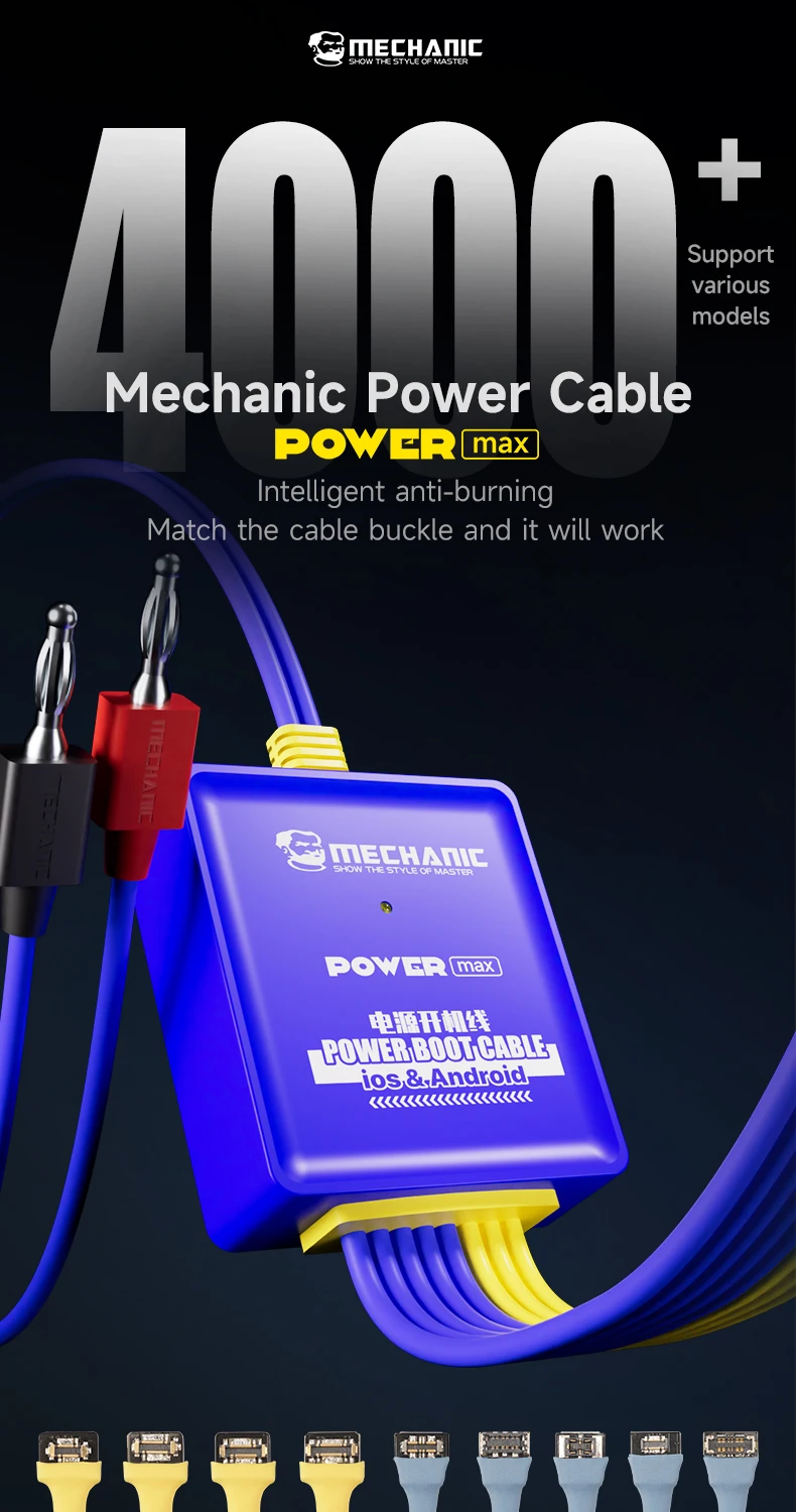 【MECHANIC】 Power Max Series Netzteil-Testkabel, Handy-Boot-Line, Batterie-Testkabel-Set für die Reparatur von Android iOS-Systemen