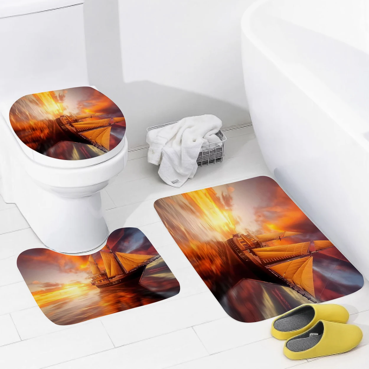 home bathroom floor mats Oil painting style Bath Foot mat modern bathroom accessories rug Toilet mat Bathtub anti-slip carpet