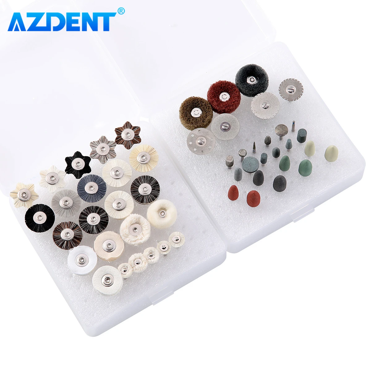 51PCS/Set Dental Lab HP Polishing Kit AZDENT 2.35mm for Grinding Ceramics Porcelain Low Speed Polisher Brushes Diamond Burs Disc