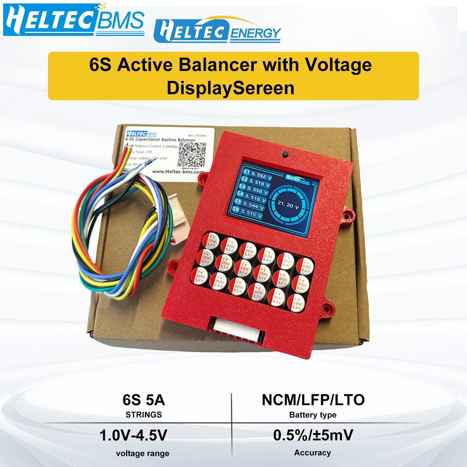 

Heltec 6S 5A Высокоточный емкостный активный балансир 0,01 В Precision для литиевой батареи электромобиля/солнечной системы