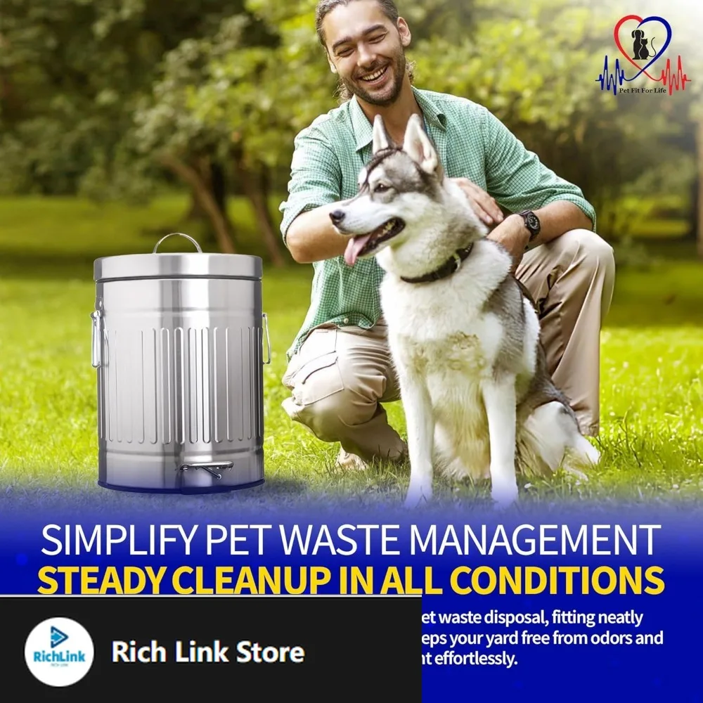 

16" Tall Galvanized Steel Trash Can - Features Step Foot Pedal, Lid Lift - Plastic Inner Lining & Custom Liner Bags - Weather-R