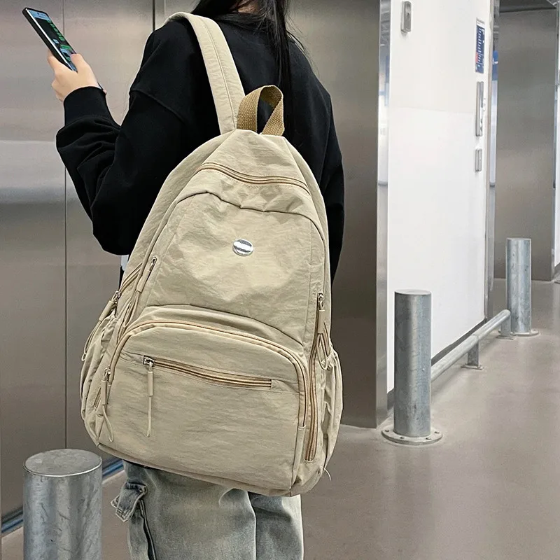 

Повседневный брендовый рюкзак, женский большой вместительный модный школьный рюкзак, высококачественная нейлоновая тканевая сумка, корейский дорожный рюкзак