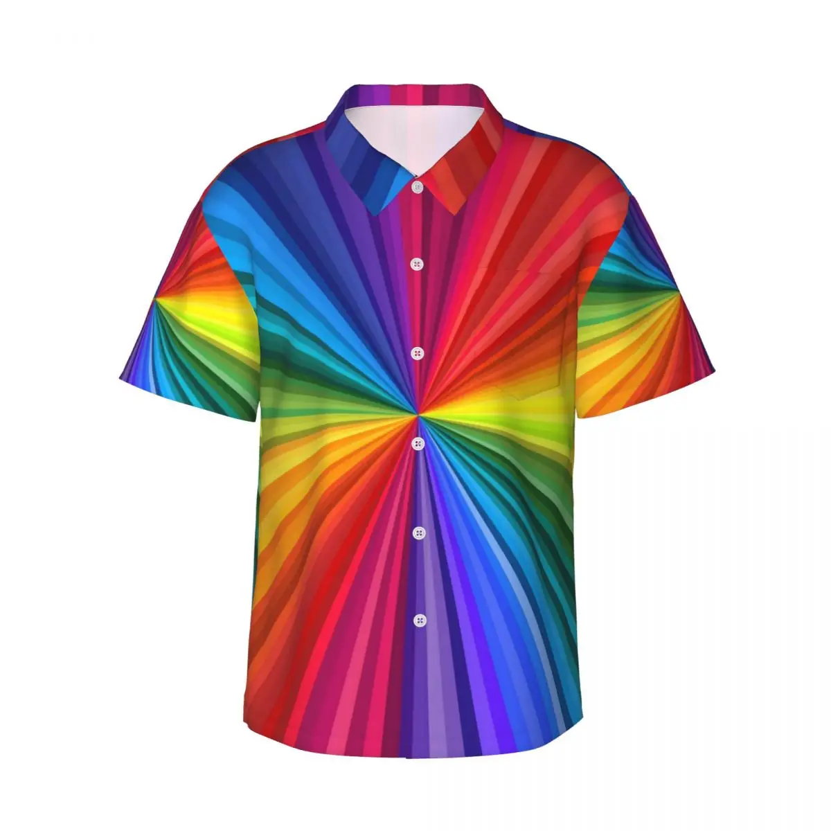 

Colored Swirls Vacation Shirt Men Rainbow Print Casual Shirts Summer Short Sleeve Pattern Trendy Oversized Blouses Gift