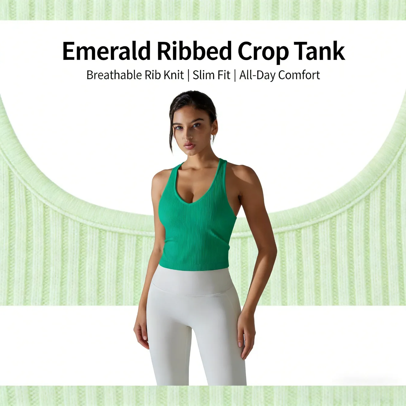 Women's Ribbed Solid Color High - Elastic Tight Longline Racerback Sports Tank Top for Yoga Running Fitness