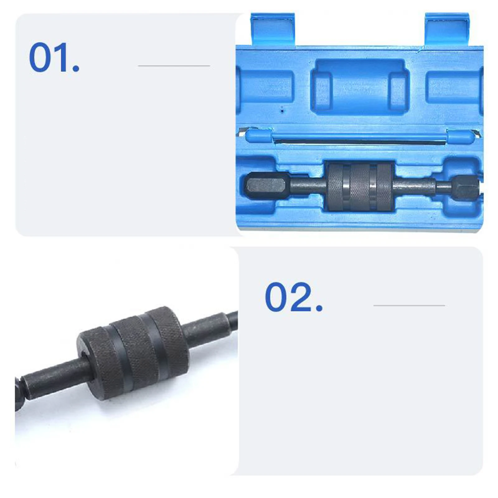 Diesel Injector Puller Tools Fuel Injector Remover Accessory with Hard Case M8 M12 M14 Injector Extractor Installer Tool