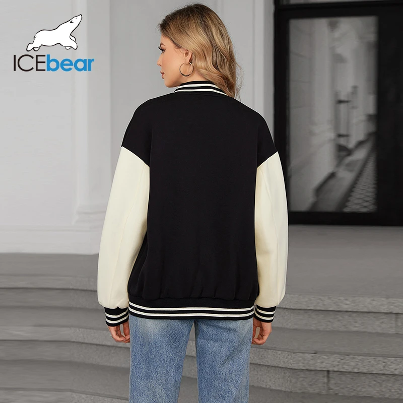 ICEbear 2024 New Autumn Winter Fashion Bomber Jacket Women\'s Streetwear Baseball Jersey Oversized Jacket Jacket GWC4568I