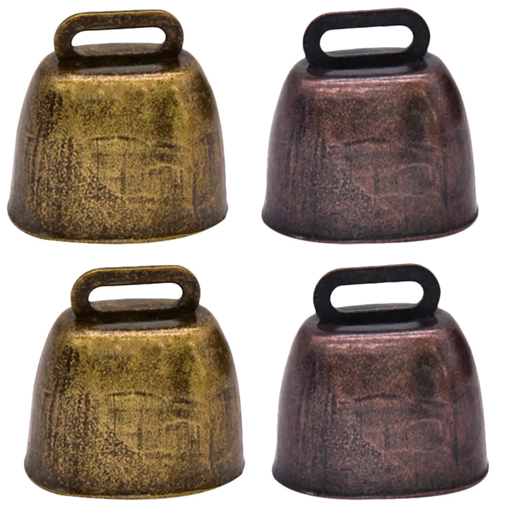 

4Pcs Vintage Cow Bells Metal Loud Ringing Bells for Farm Cattle Anti- Bell Craft Ornament Hanging Decor Rustic Design