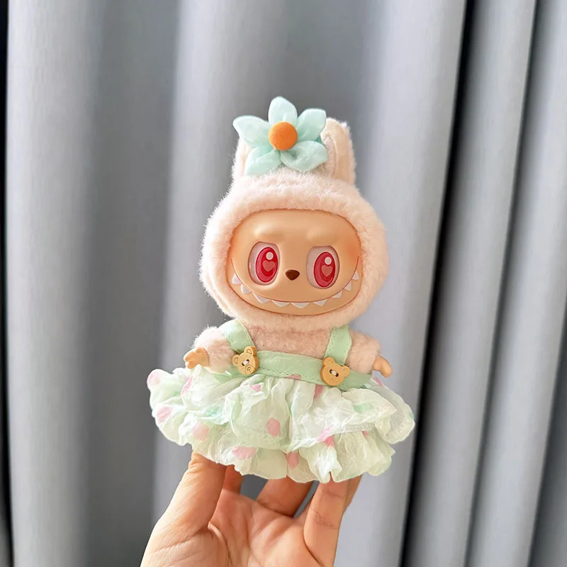 Doll Clothing Accessories for First/Second Generation 17cm Labubu Doll Dress Hair Ornaments Set Girl  Festival Gift