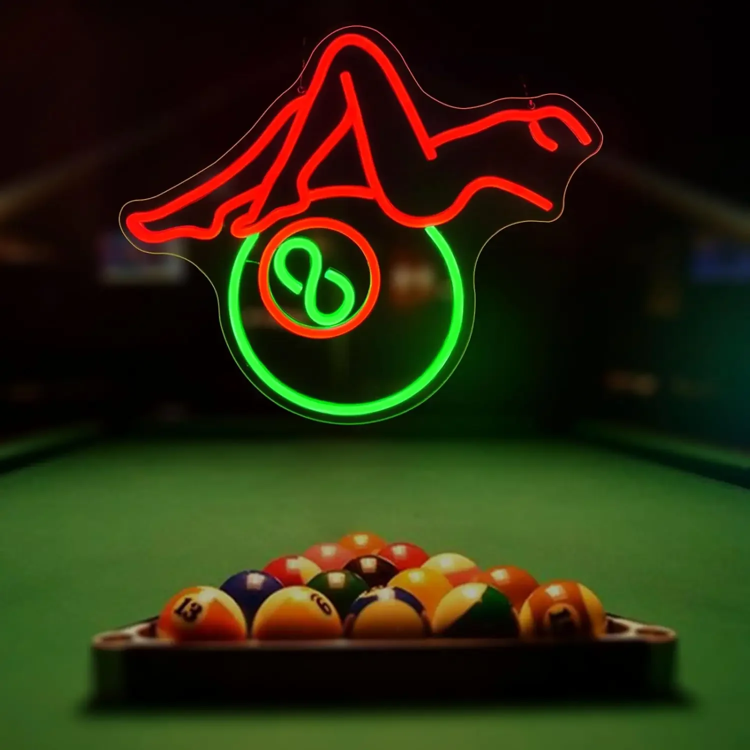 Billiards Lady Neon Sign LED Neon Lights Sign Wall Decor Preppy Girls Room Decor USB Powered Night Light Adjusting Brightness