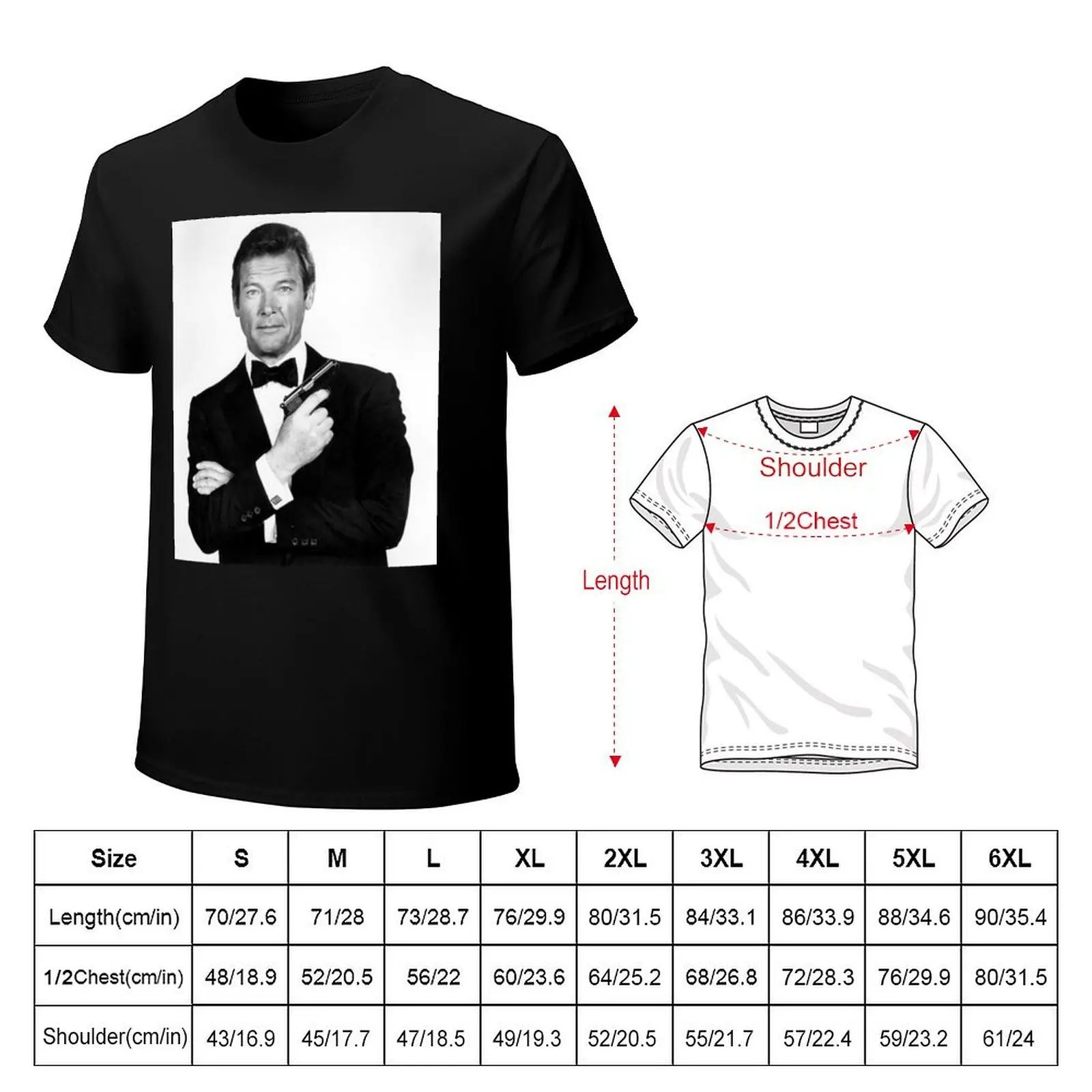 Roger Moore classic T-Shirt Casual Streetwear Short Sleeve Tee