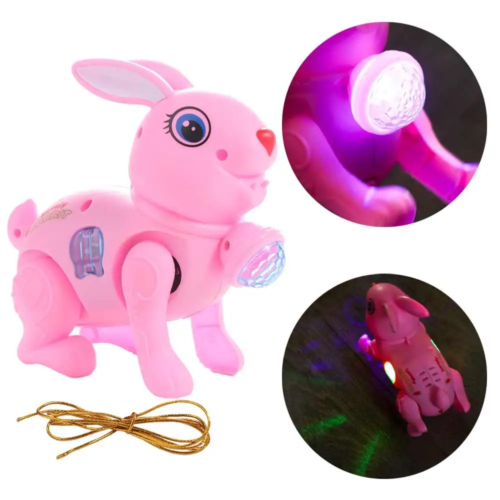 

Traction Rope Electronic Walking Rabbit Toy Crawling Toys Little Rabbit Walking Music Electric Toy for Kid