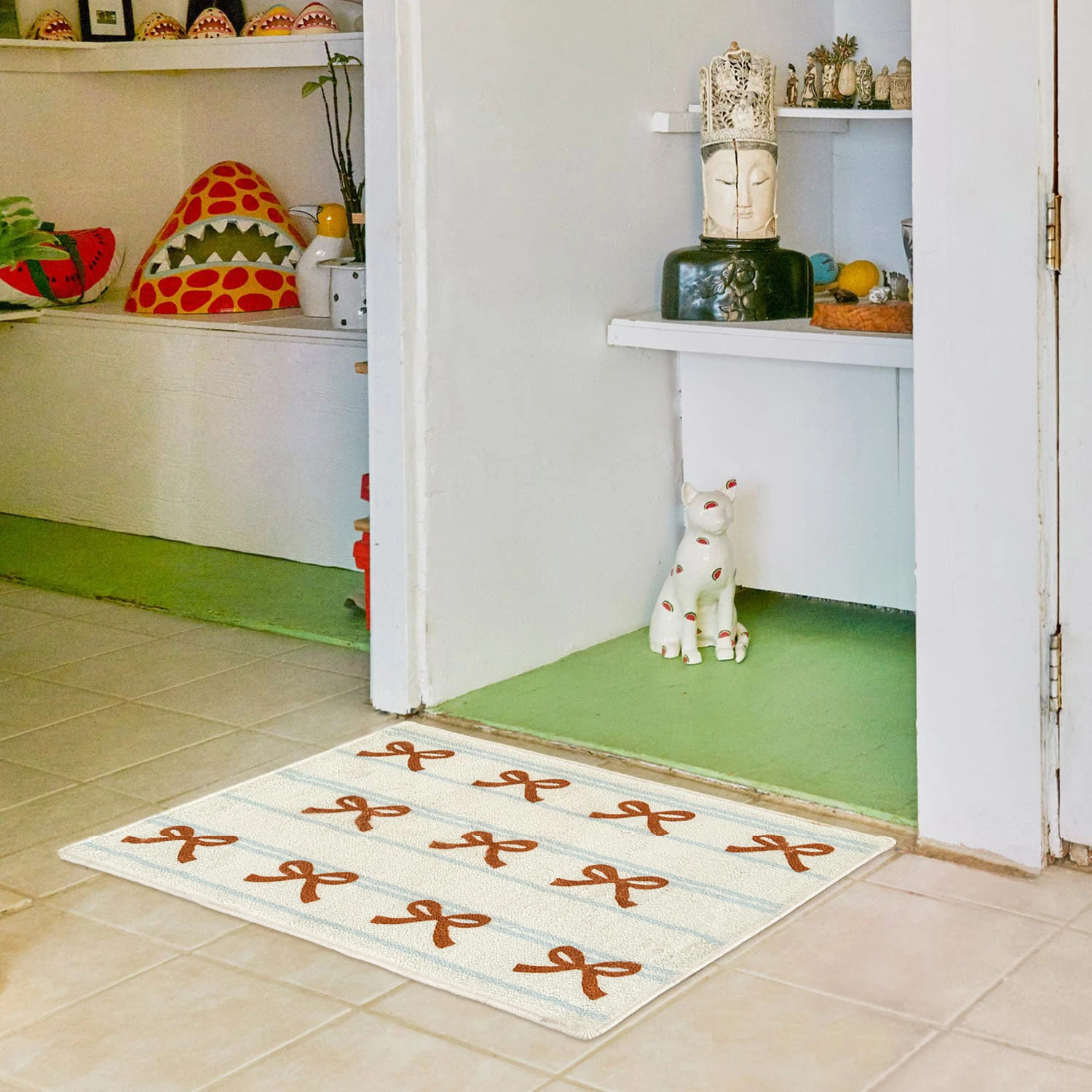 Cute Printing Bowknots Bathroom Mat Korean Style Bows Carpet Bedside Rug Floor Pad Bedroom Doormat Aesthetic Home Room Decor