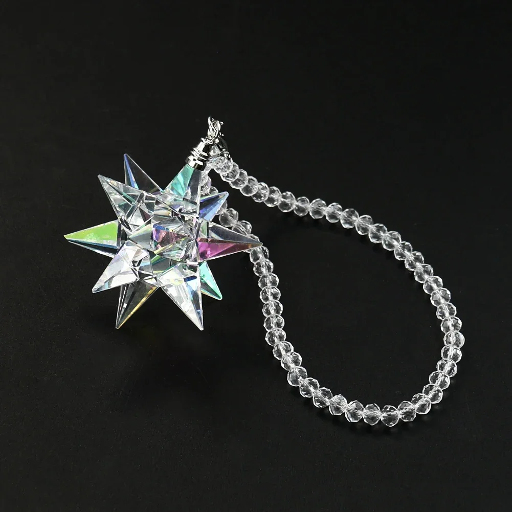 AB Crystal Meteor Hammer Prism Car Pendant Decoration Rear Car Mirror Ornaments Sun Catcher Hanging Trim Home Decor Accessories