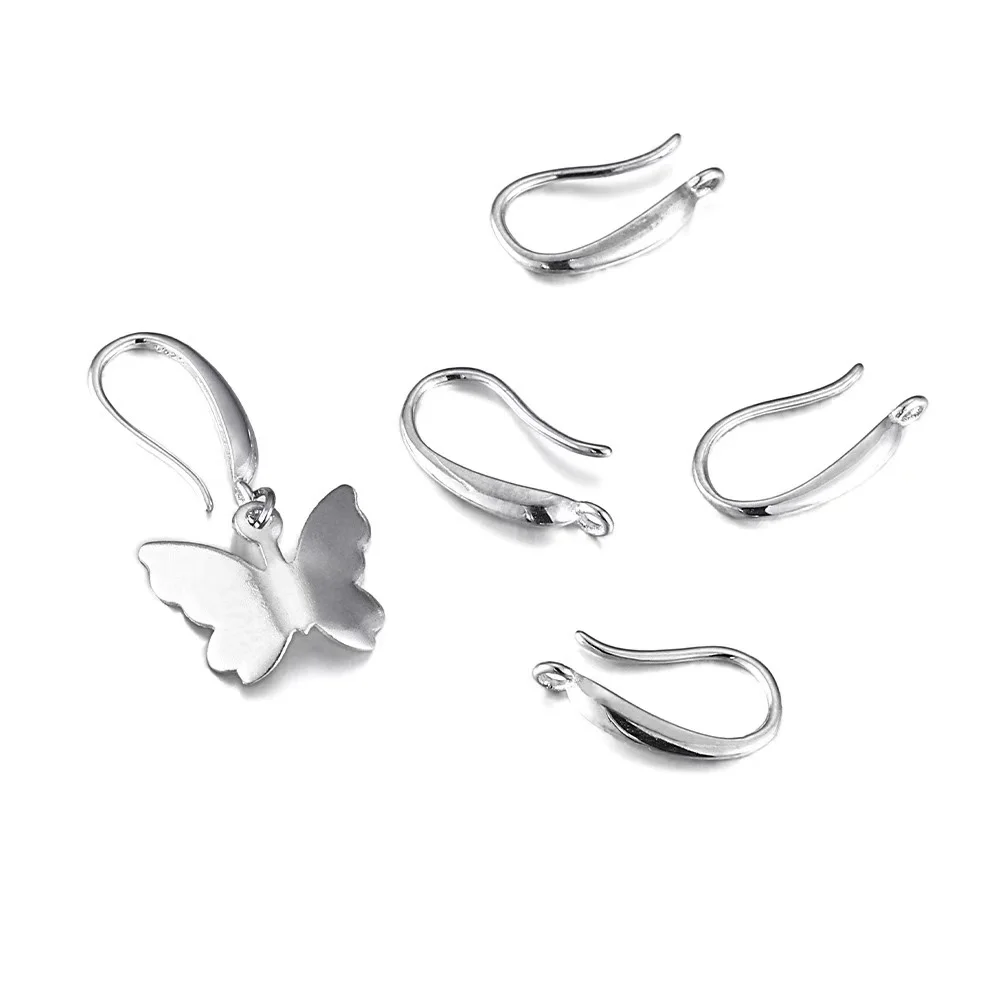 20PCS Fashion Jewelry Findings Genuine 925  Silver Earrings For Women Smooth Hook Ear For Design DIY Jewelry Making