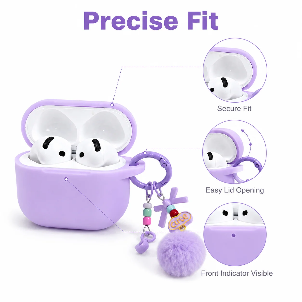 Silicone Earphone Case for Airpods Pro 3/Pro 2/Pro Case with Cleaner Kit for Airpods 4/3/2/1 Protective Cover with Flower Chain