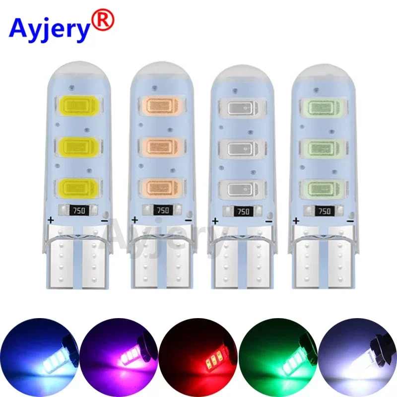 

AYJERY 1000X Silicone W5W LED Bulb 12V T10 5630 6 SMD LED Car Interior Dome Reading Light Auto Wedge Side License Plate Lamps