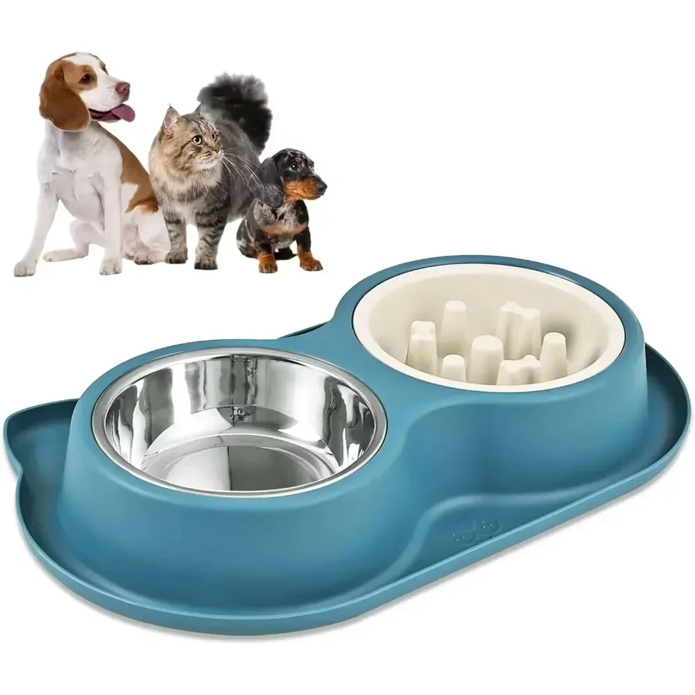 

New Puppy Kitten Feeding Supplies Anti-Wrestling Dog and Cat Slow Food Bowl To Prevent Pet Choking Feeder Stainless Steel Bowl