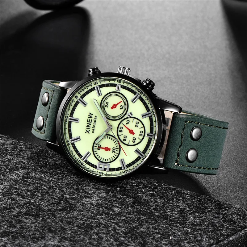 XINEW-reloj analógico de cuarzo para hombre, accesorio de pulsera de cuarzo resistente al agua con calendario, complemento deportivo masculino de marca de lujo con diseño militar, diseño informal y a la moda, 2024