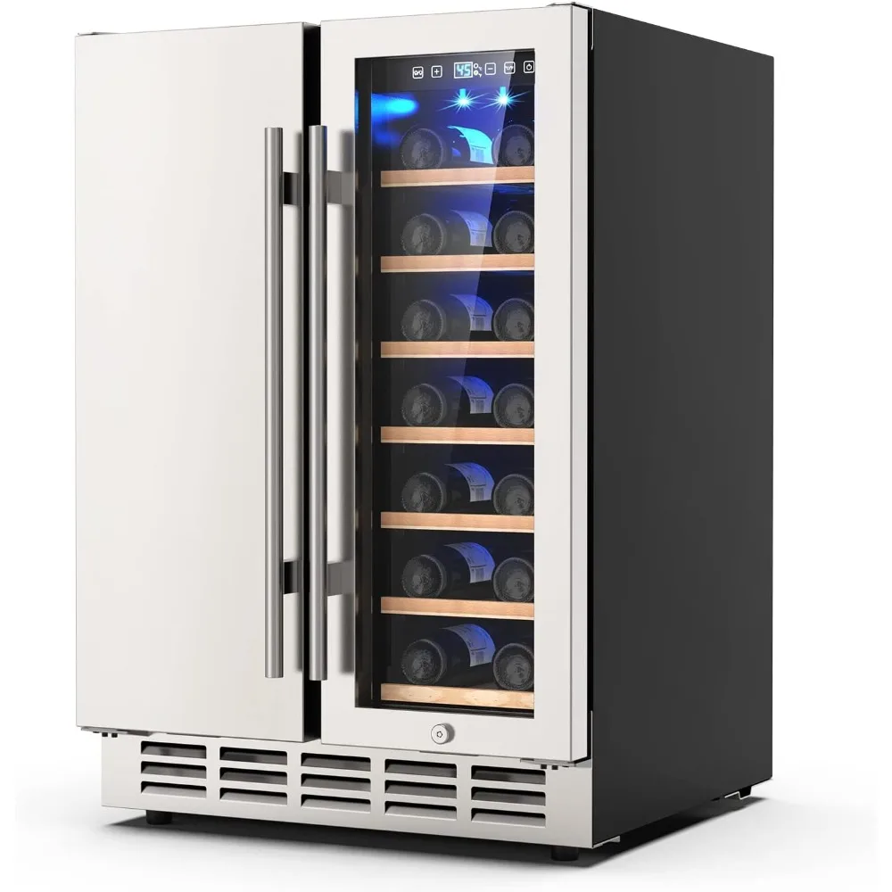 

Wine and Beverage Refrigerator, 24 Inch Dual Zone Wine Fridge with Safety Locks, Under