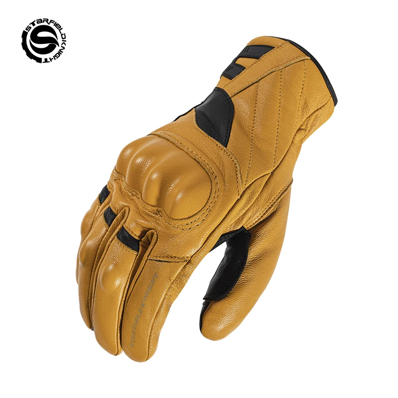 

SFK Yellow Motorcycle Riding Leather Gloves Carbon Fiber PVC Hard Shell Protection Winter Keep Warm Waterproof Wear-resisting